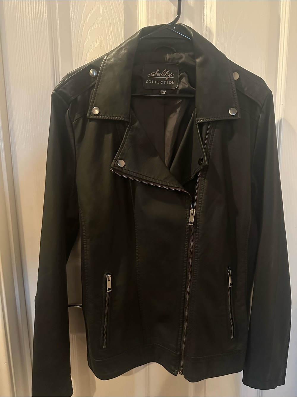 Sebby Collection Black Faux Leather Biker Jacket